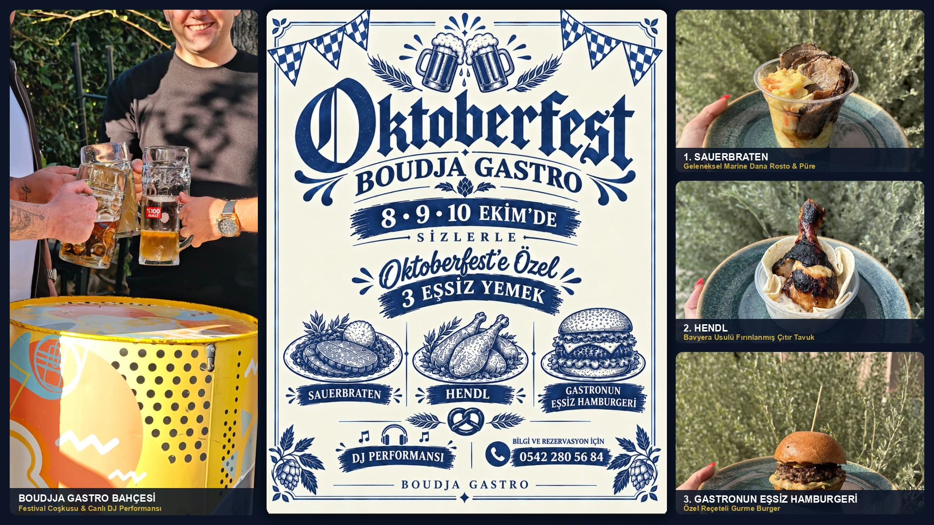 Boudja Gastro Oktoberfest festivali ve özel lezzetler afiş kolajı